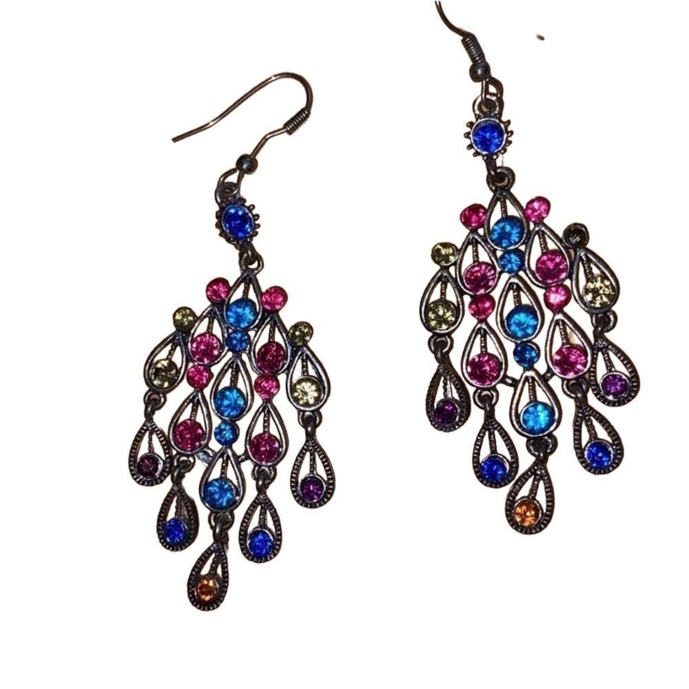 Colorful Chandelier Drop Earrings with French Hooks